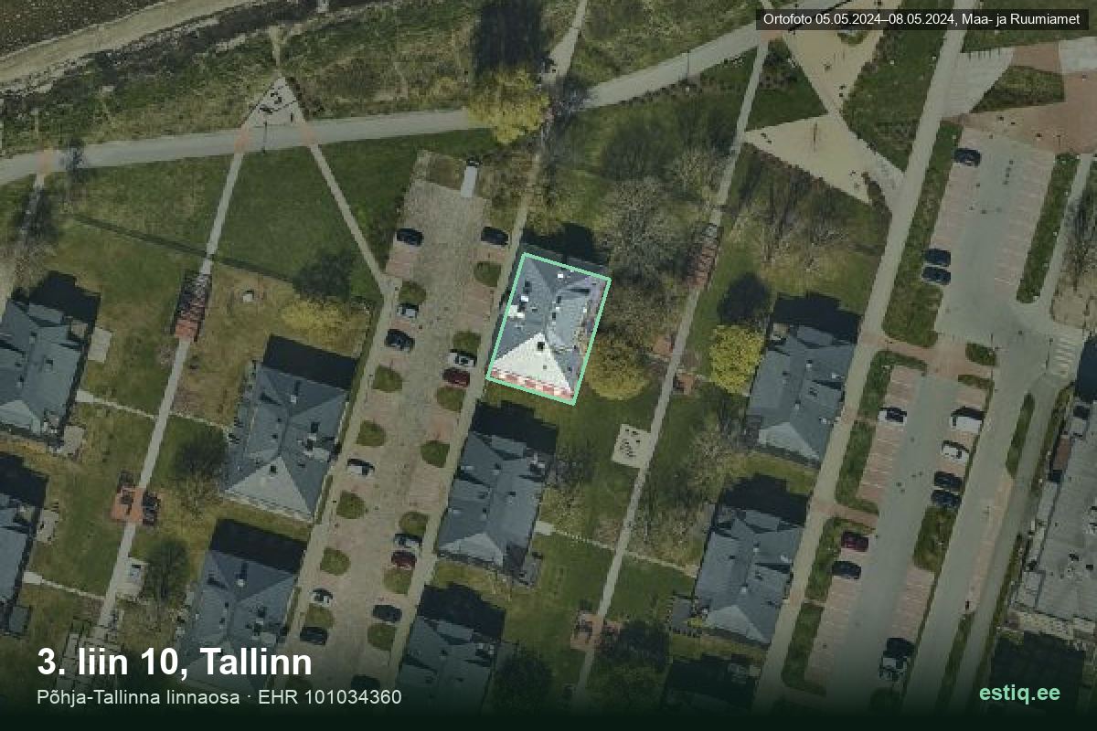 3. liin 10, Tallinn – hoone aerofoto, kontuur ehitisregistri (EHR) andmetest