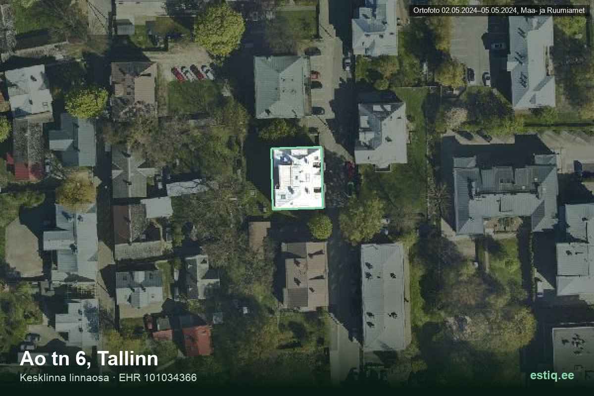 Ao tänav 6, Tallinn – hoone aerofoto, kontuur ehitisregistri (EHR) andmetest