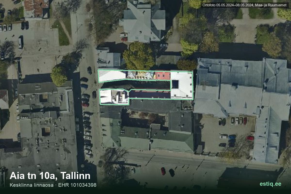 Aia tn 10a, Tallinn – аэрофото дома, контур по данным регистра строений (EHR)