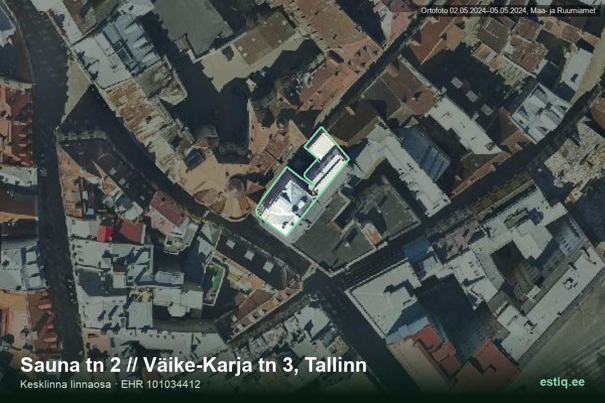 Sauna tänav 2, Tallinn – aerial photo of the building, outline from the Building Register (EHR)
