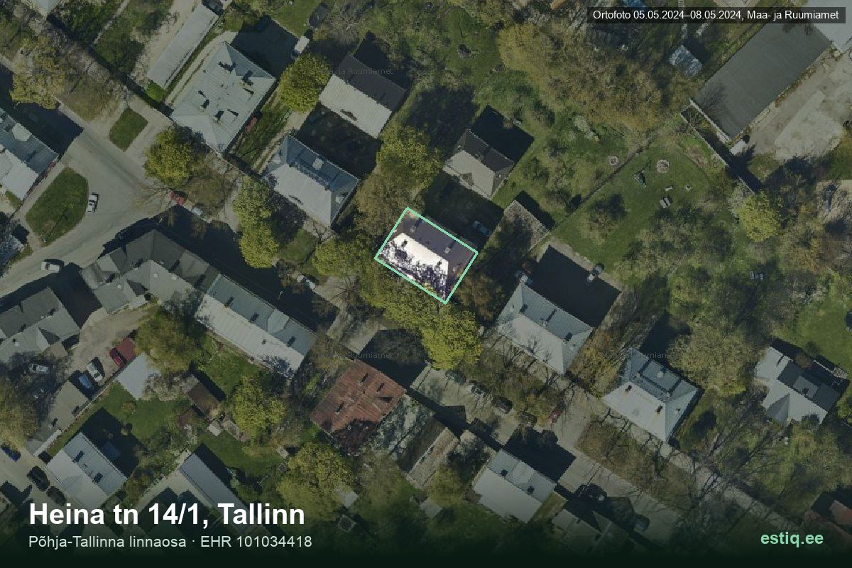 Heina tänav 14/1, Tallinn – ilmakuva rakennuksesta, ääriviiva rakennusrekisteristä (EHR)