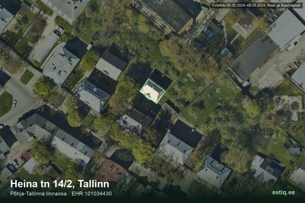 Heina tänav 14/2, Tallinn – hoone aerofoto, kontuur ehitisregistri (EHR) andmetest