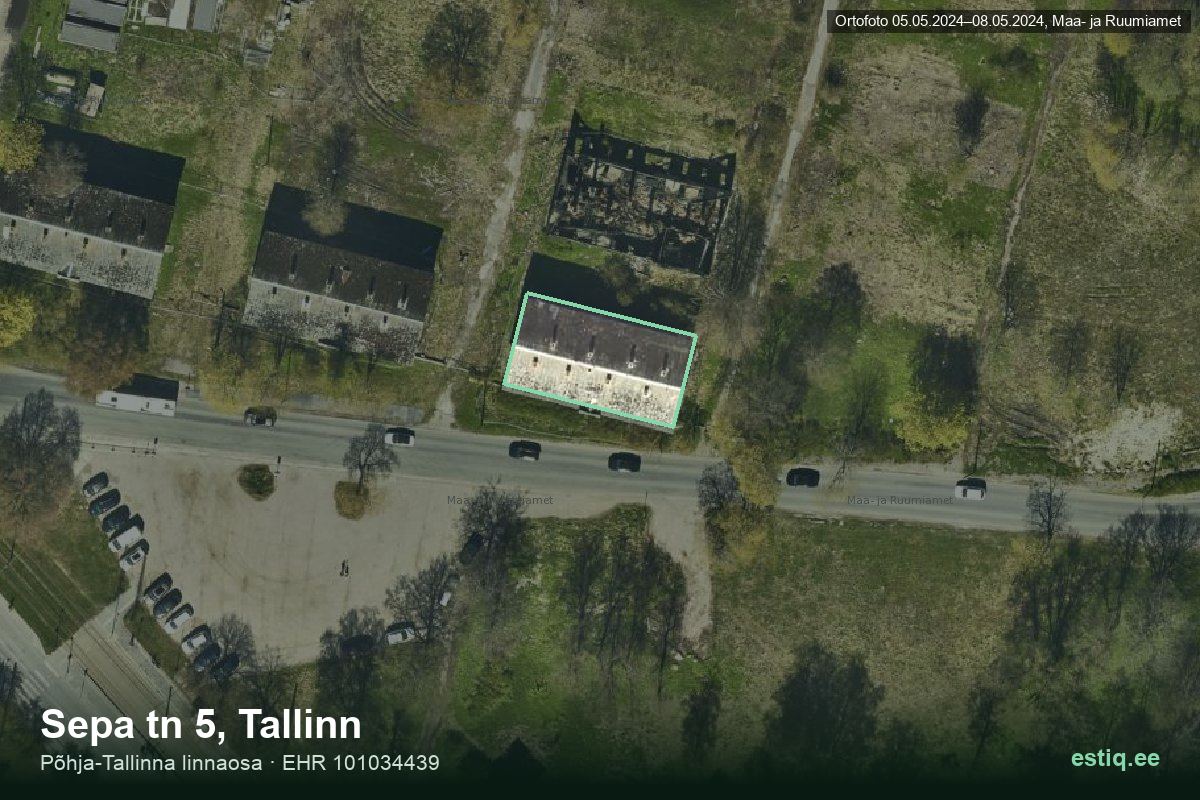 Sepa tänav 5, Tallinn – hoone aerofoto, kontuur ehitisregistri (EHR) andmetest
