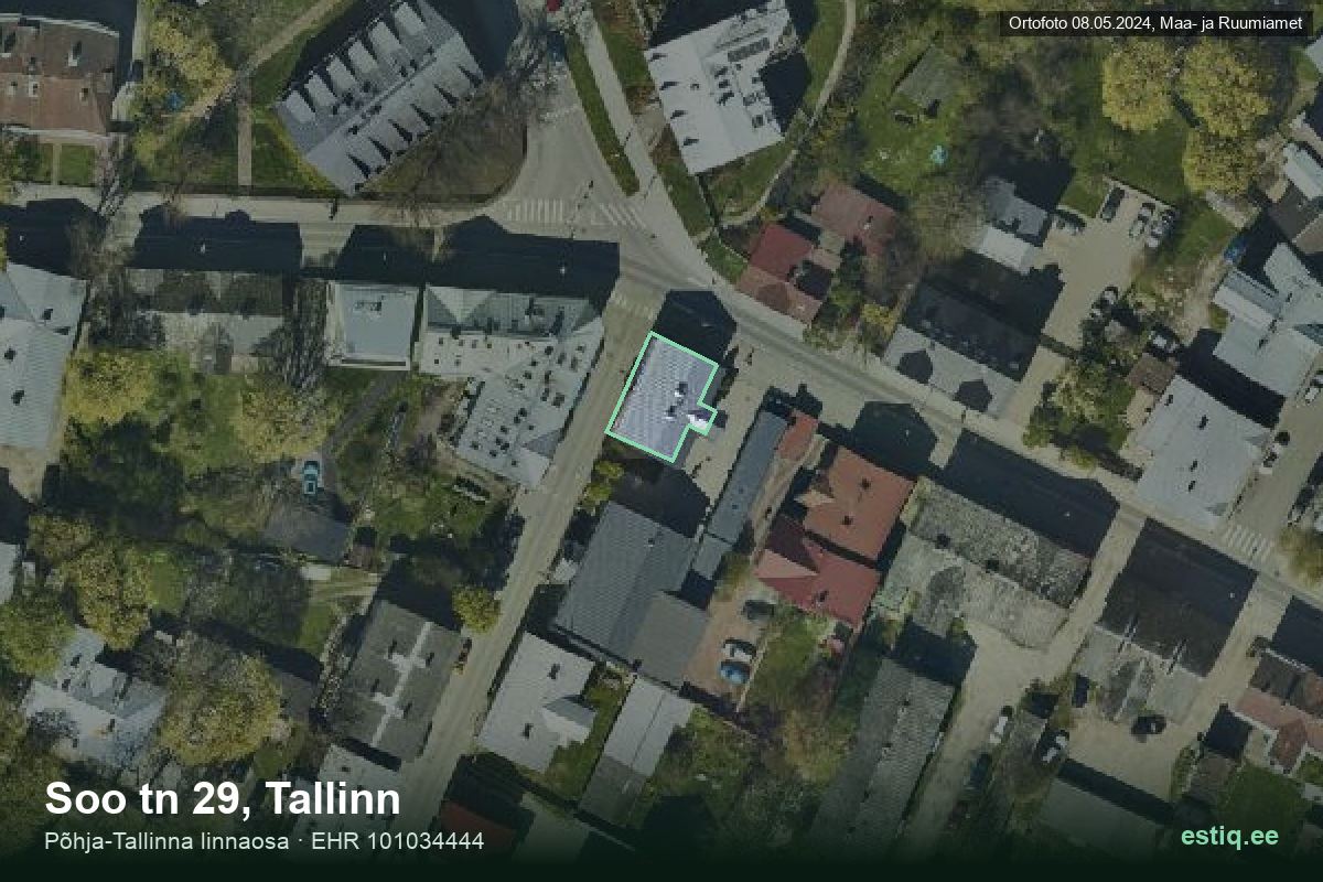Soo tänav 29, Tallinn – аэрофото дома, контур по данным регистра строений (EHR)