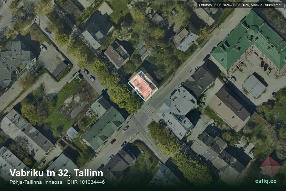 Vabriku tänav 32, Tallinn – hoone aerofoto, kontuur ehitisregistri (EHR) andmetest