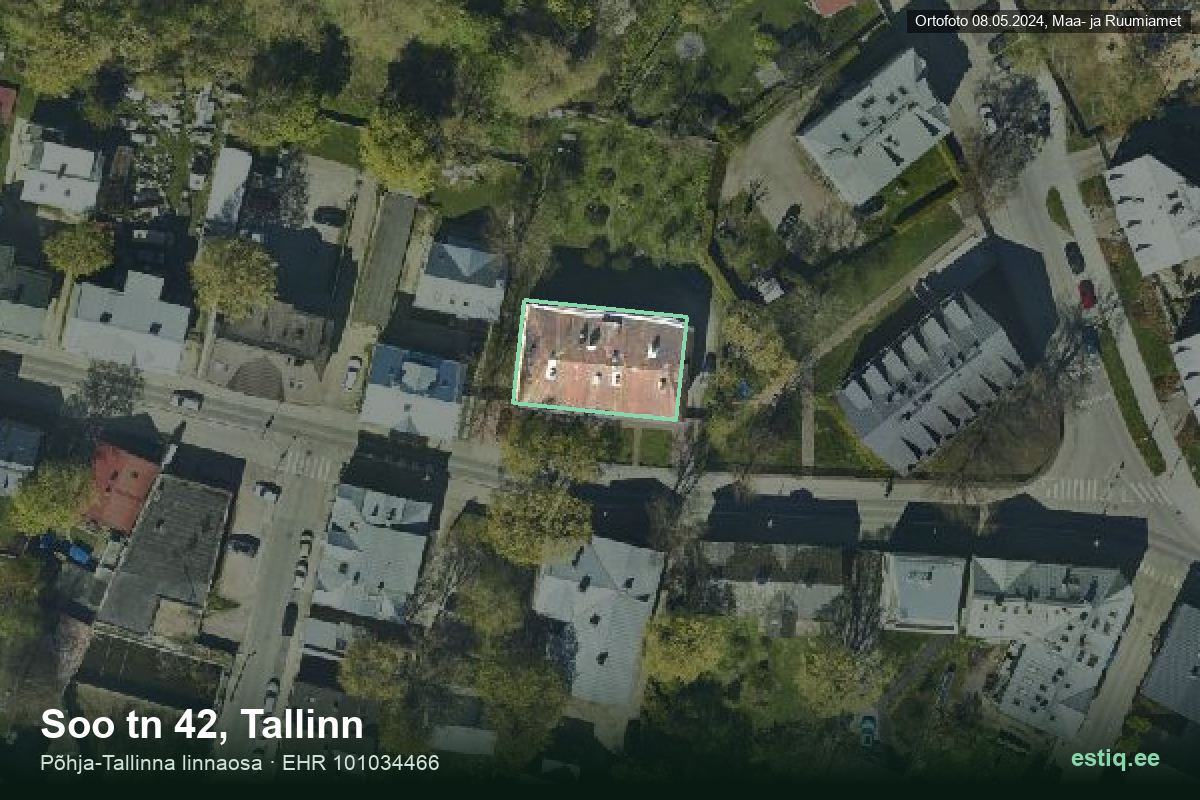 Soo tänav 42, Tallinn – ilmakuva rakennuksesta, ääriviiva rakennusrekisteristä (EHR)