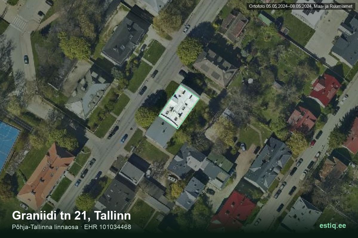 Graniidi tänav 21, Tallinn – аэрофото дома, контур по данным регистра строений (EHR)