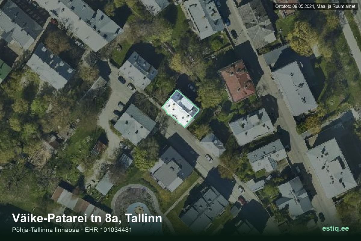 Väike-Patarei tänav 8a, Tallinn – ilmakuva rakennuksesta, ääriviiva rakennusrekisteristä (EHR)
