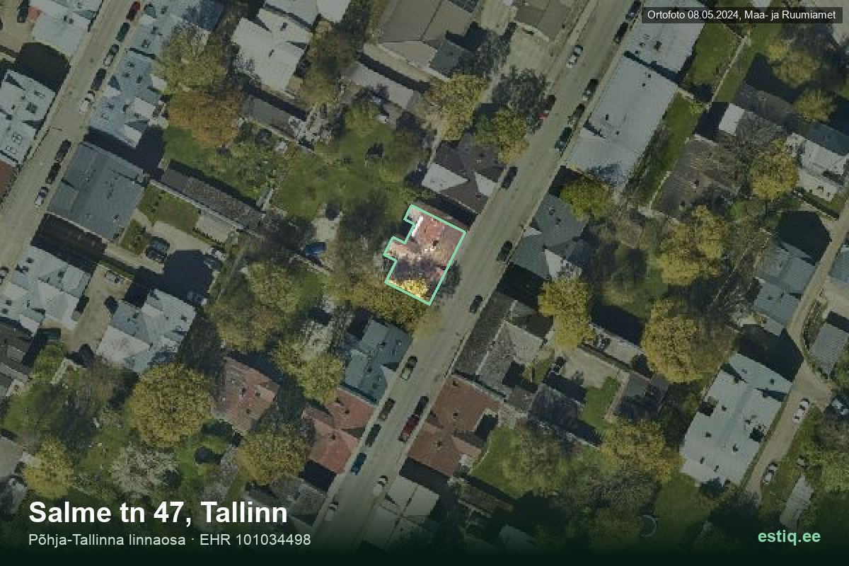 Salme tänav 47, Tallinn – hoone aerofoto, kontuur ehitisregistri (EHR) andmetest