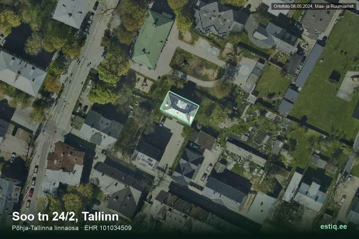 Soo tänav 24/2, Tallinn – аэрофото дома, контур по данным регистра строений (EHR)