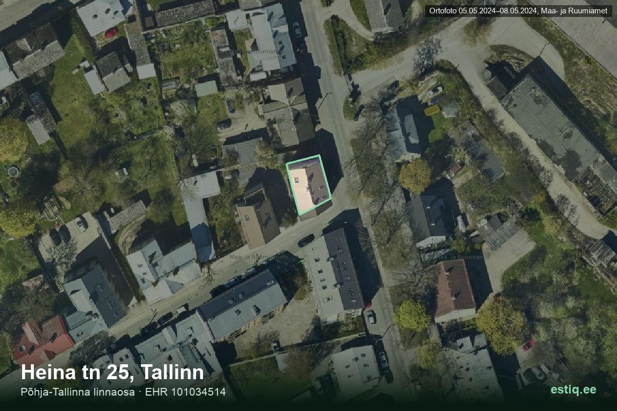 Heina tänav 25, Tallinn – ilmakuva rakennuksesta, ääriviiva rakennusrekisteristä (EHR)