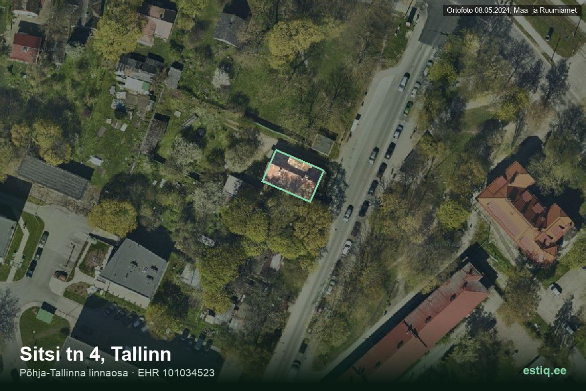 Sitsi tänav 4, Tallinn – ilmakuva rakennuksesta, ääriviiva rakennusrekisteristä (EHR)