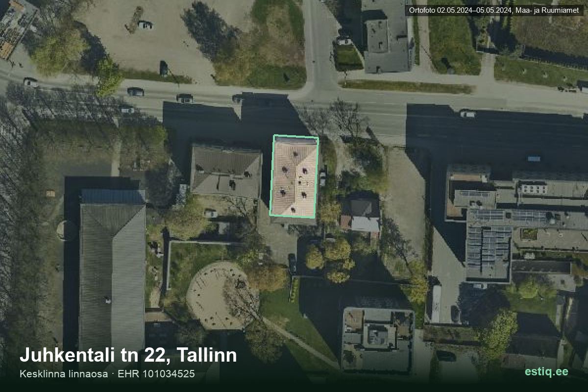 Juhkentali tänav 22, Tallinn – aerial photo of the building, outline from the Building Register (EHR)