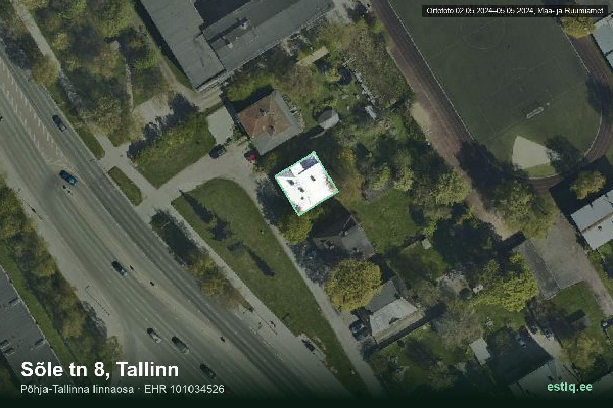 Sõle tänav 8, Tallinn – hoone aerofoto, kontuur ehitisregistri (EHR) andmetest