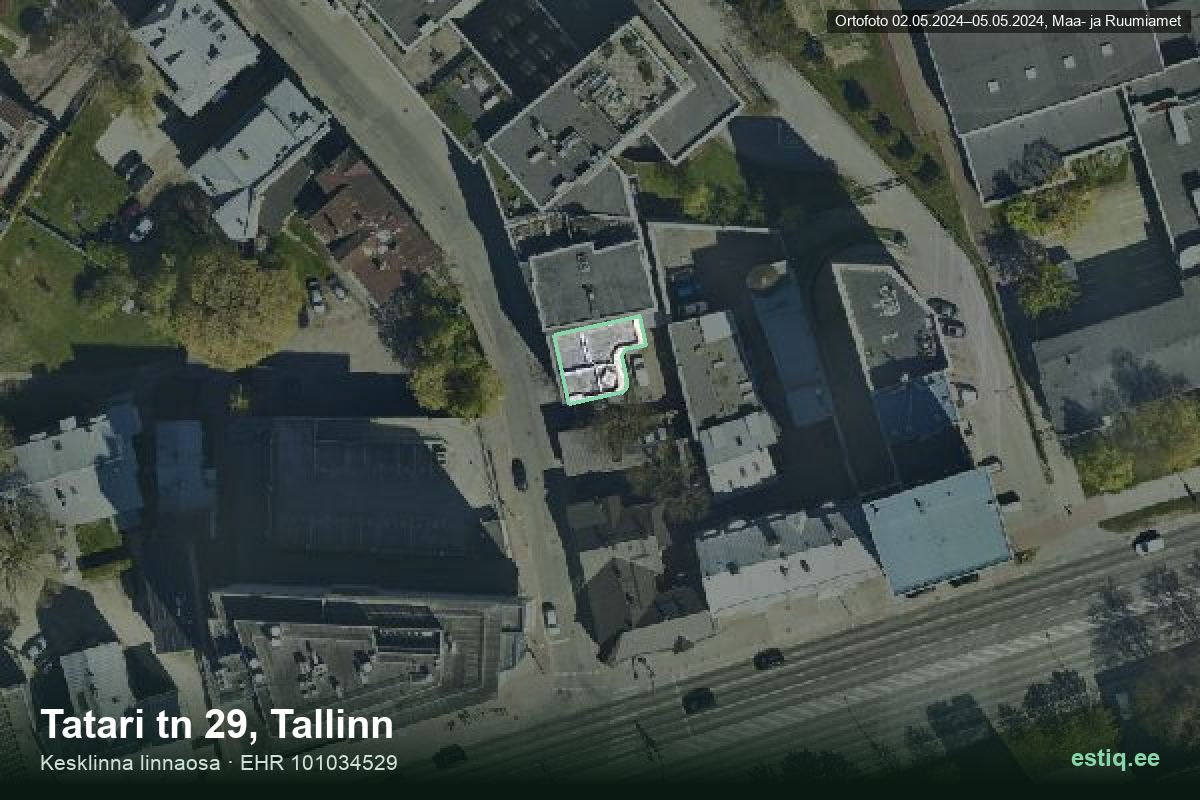 Tatari tänav 29, Tallinn – hoone aerofoto, kontuur ehitisregistri (EHR) andmetest