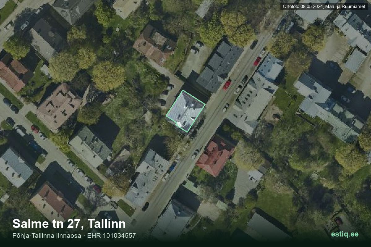 Salme tänav 27, Tallinn – hoone aerofoto, kontuur ehitisregistri (EHR) andmetest