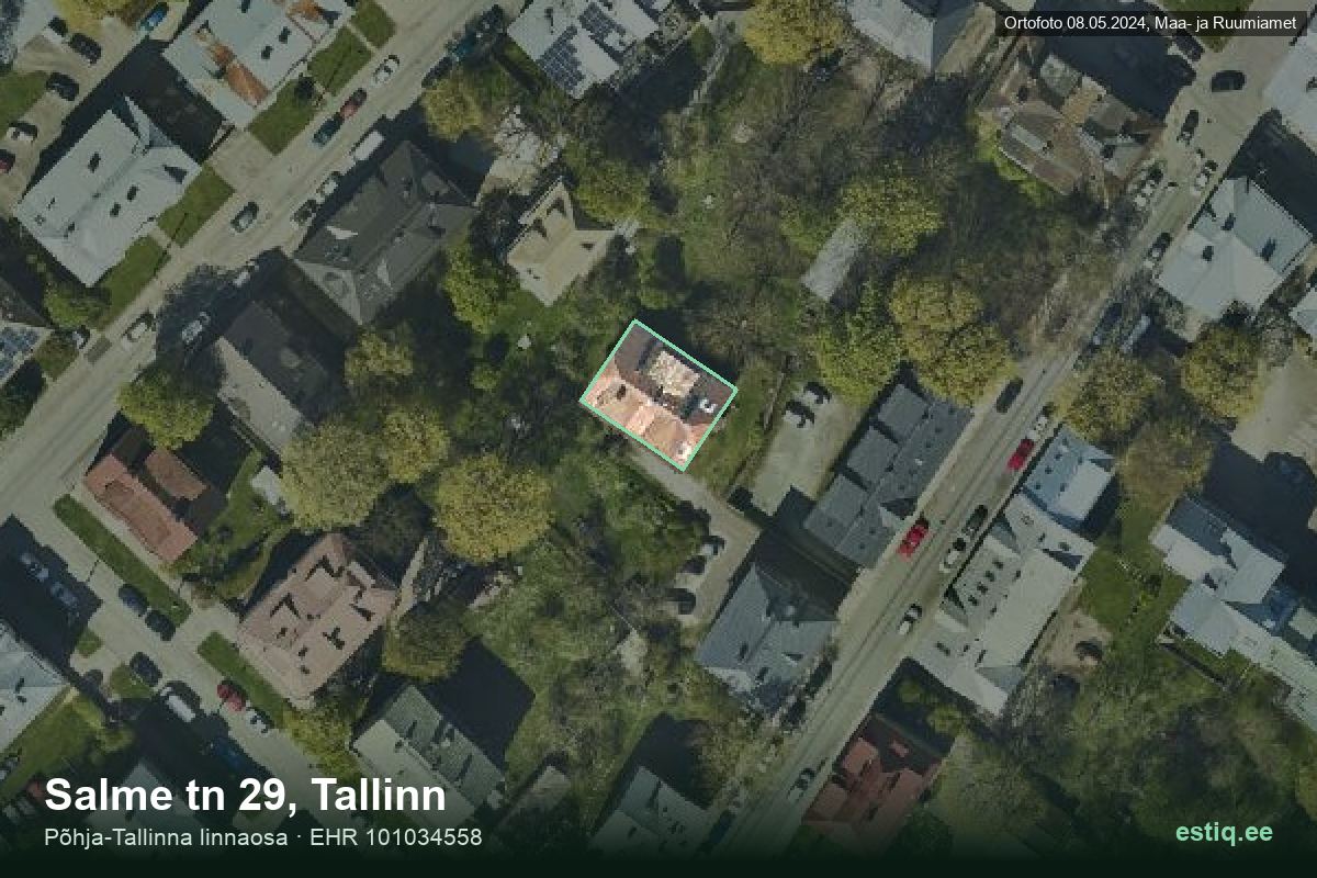 Salme tänav 29, Tallinn – hoone aerofoto, kontuur ehitisregistri (EHR) andmetest