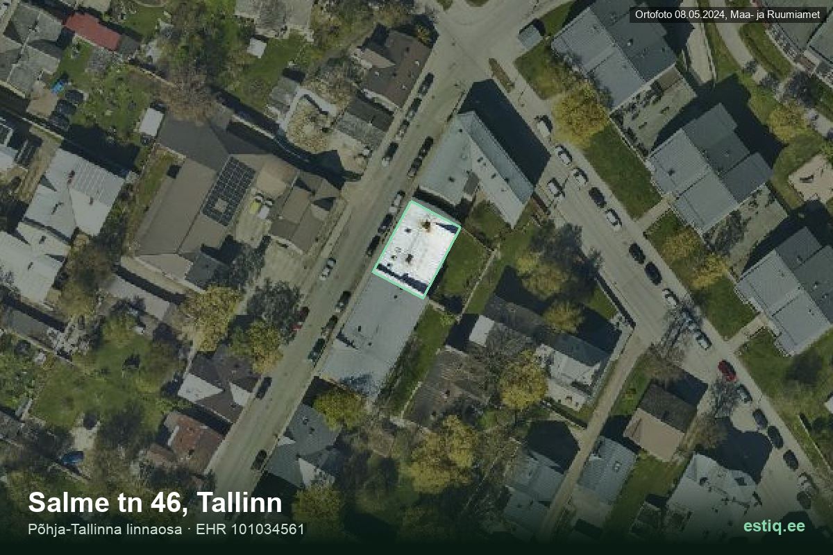 Salme tänav 46, Tallinn – hoone aerofoto, kontuur ehitisregistri (EHR) andmetest