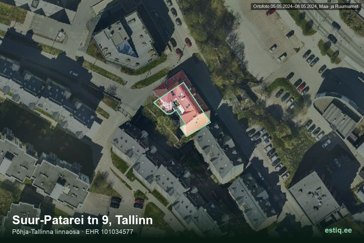 Suur-Patarei tänav 9, Tallinn – aerial photo of the building, outline from the Building Register (EHR)