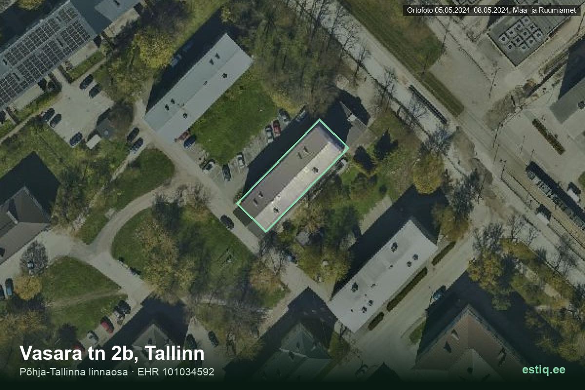 Vasara tänav 2b, Tallinn – hoone aerofoto, kontuur ehitisregistri (EHR) andmetest