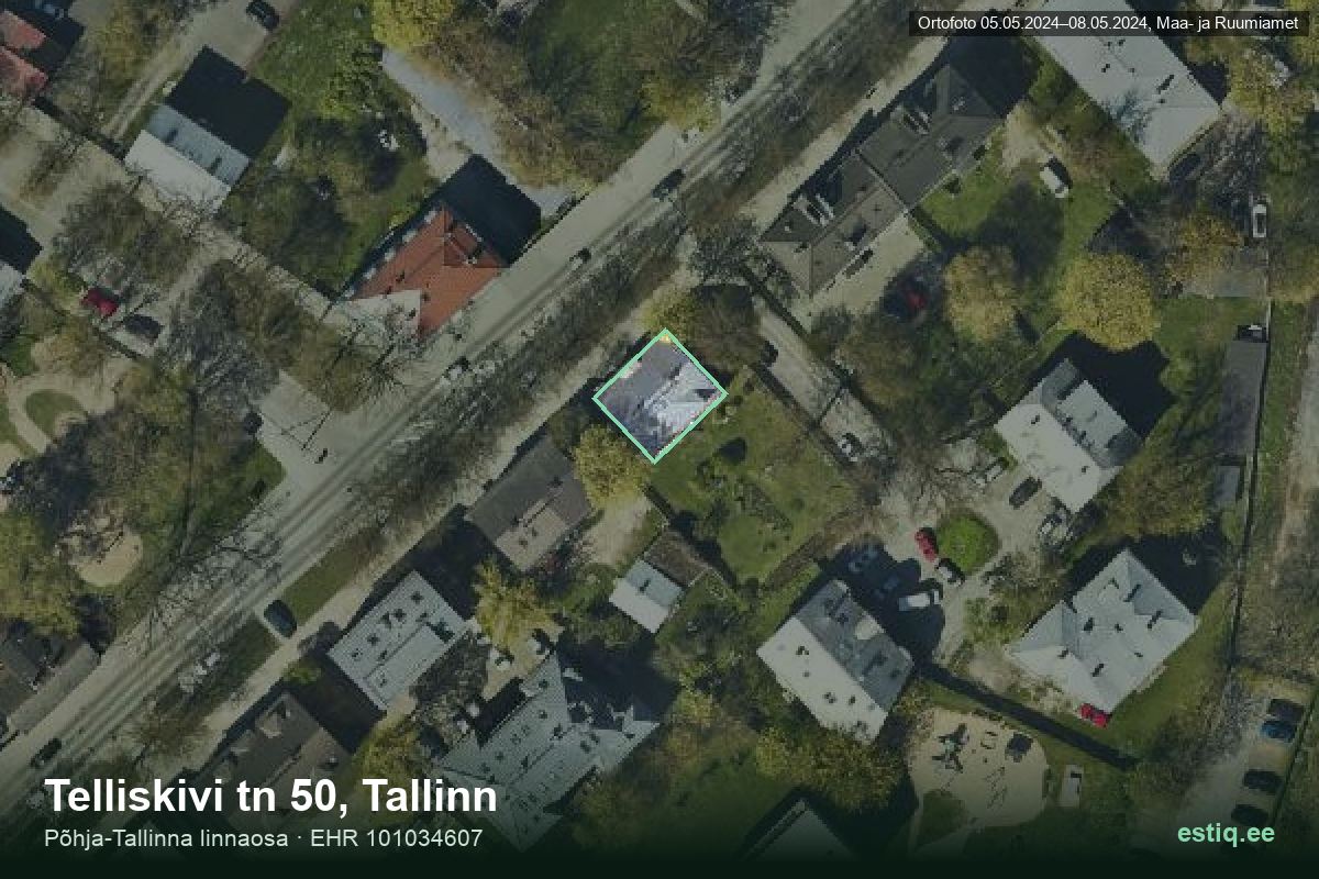 Telliskivi tänav 50, Tallinn – hoone aerofoto, kontuur ehitisregistri (EHR) andmetest
