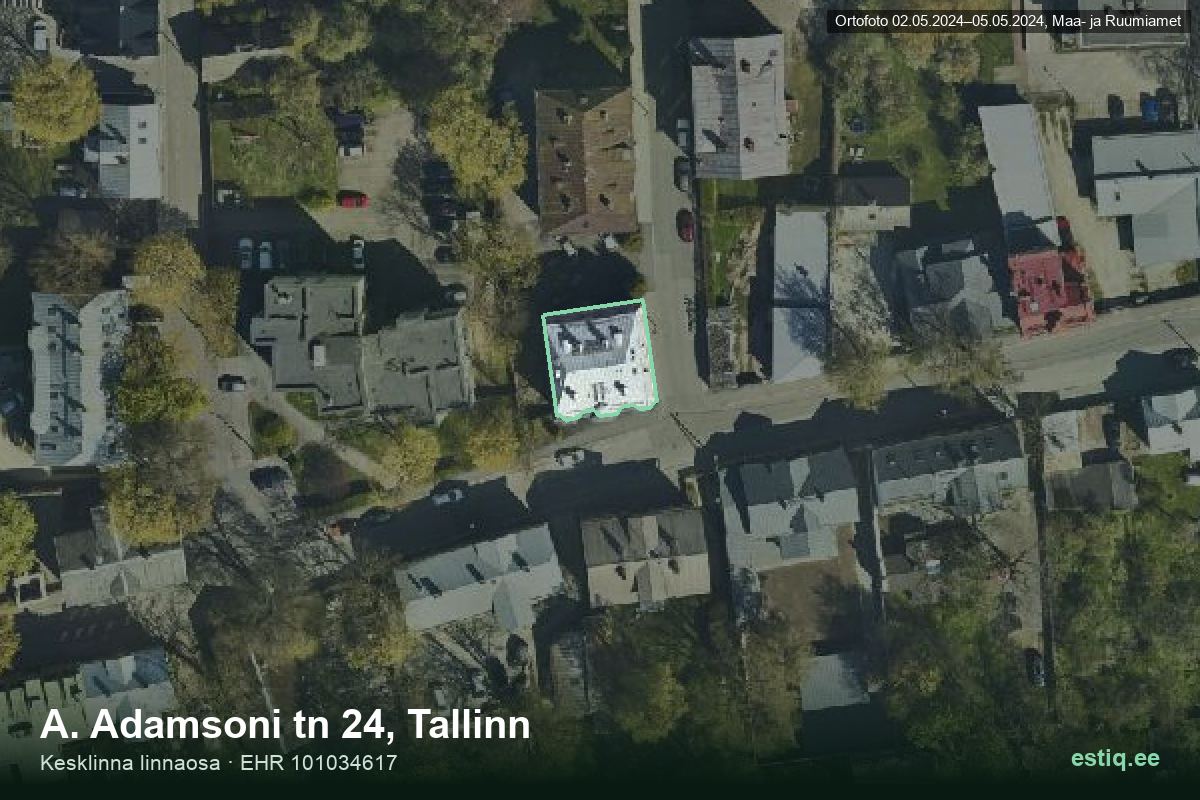 A. Adamsoni tänav 24, Tallinn – aerial photo of the building, outline from the Building Register (EHR)