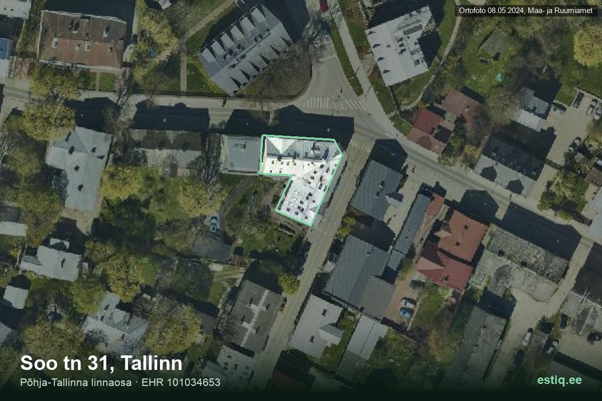 Soo tänav 31, Tallinn – hoone aerofoto, kontuur ehitisregistri (EHR) andmetest