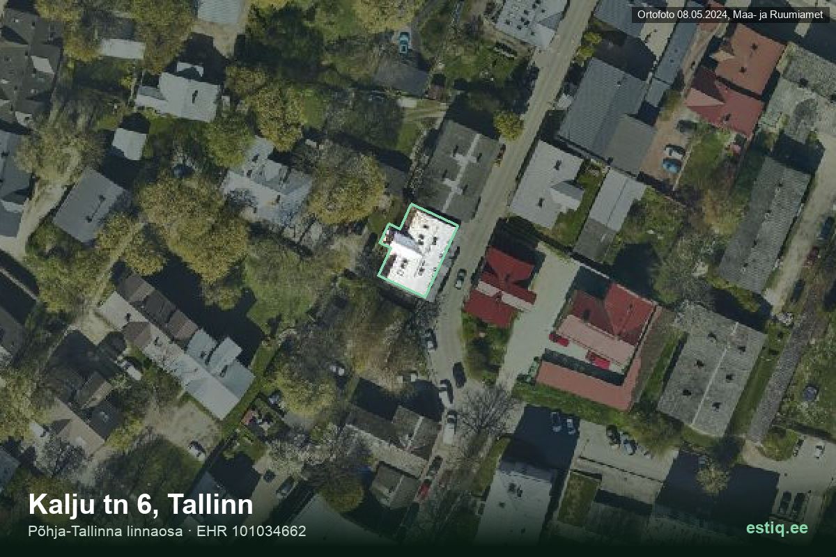 Kalju tänav 6, Tallinn – hoone aerofoto, kontuur ehitisregistri (EHR) andmetest