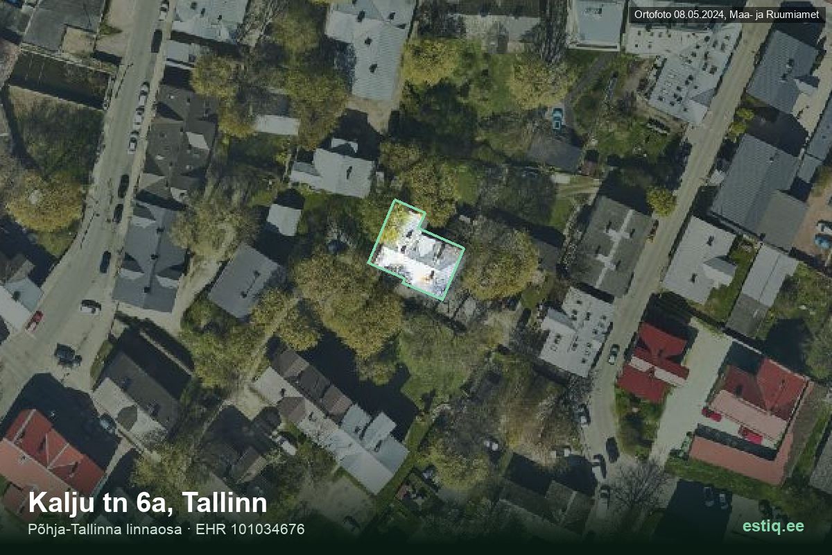 Kalju tänav 6a, Tallinn – hoone aerofoto, kontuur ehitisregistri (EHR) andmetest