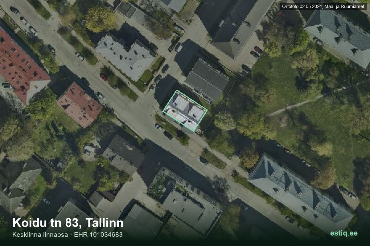 Koidu tänav 83, Tallinn – hoone aerofoto, kontuur ehitisregistri (EHR) andmetest