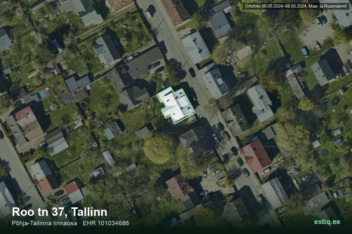 Roo tänav 37, Tallinn – ilmakuva rakennuksesta, ääriviiva rakennusrekisteristä (EHR)