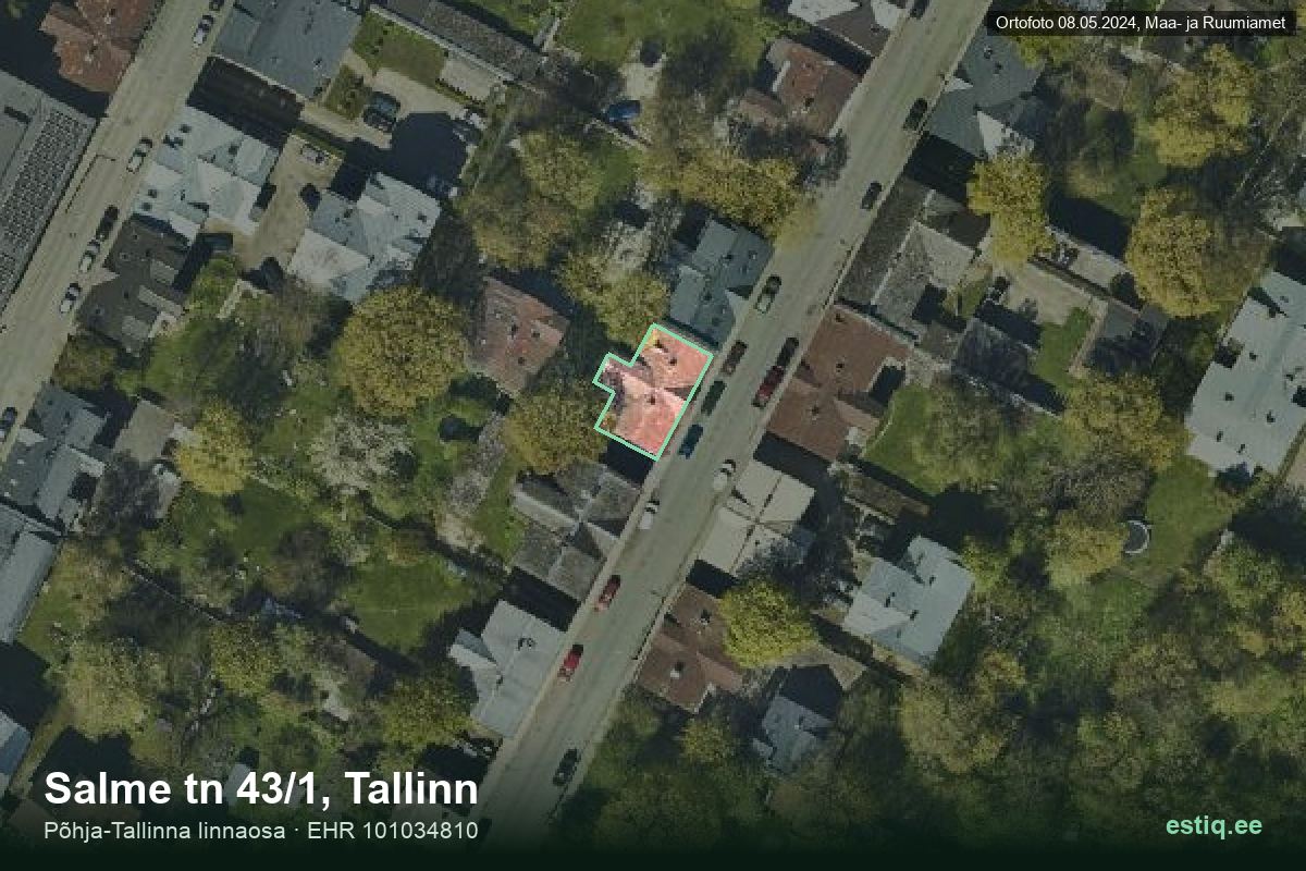 Salme tänav 43/1, Tallinn – hoone aerofoto, kontuur ehitisregistri (EHR) andmetest