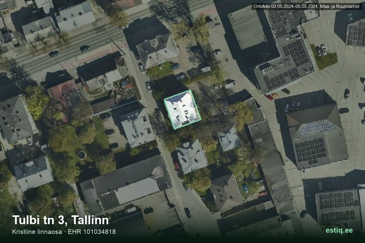 Tulbi tänav 3, Tallinn – aerial photo of the building, outline from the Building Register (EHR)