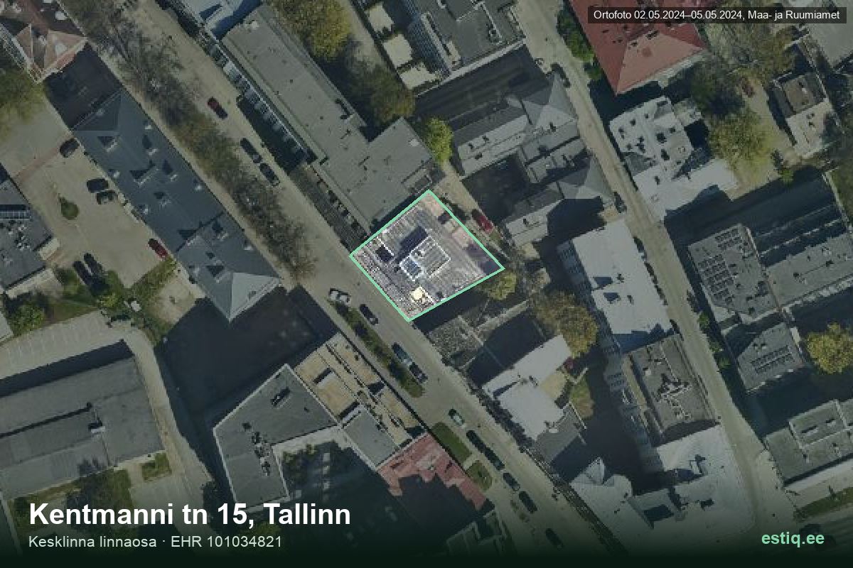 Kentmanni tänav 15, Tallinn – аэрофото дома, контур по данным регистра строений (EHR)
