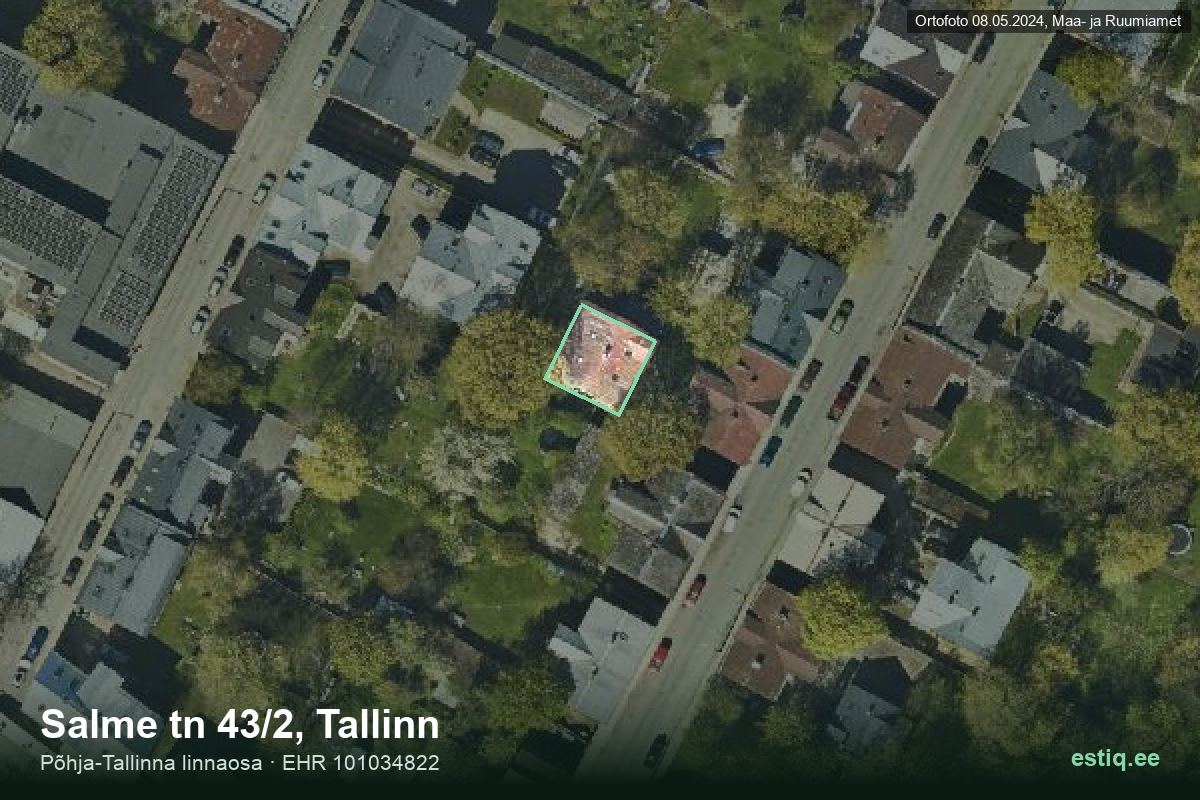 Salme tänav 43/2, Tallinn – hoone aerofoto, kontuur ehitisregistri (EHR) andmetest