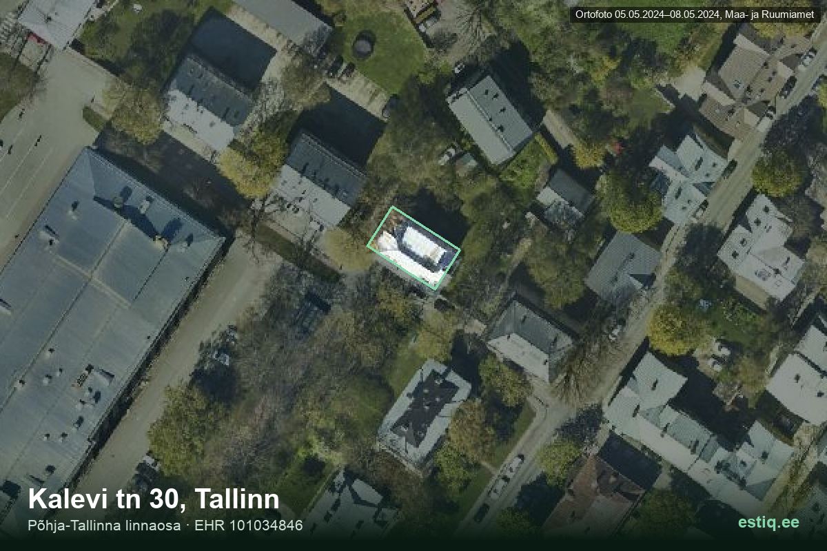 Kalevi tänav 30, Tallinn – hoone aerofoto, kontuur ehitisregistri (EHR) andmetest