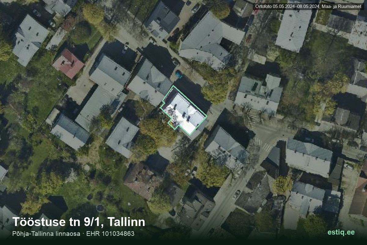 Tööstuse tänav 9/1, Tallinn – hoone aerofoto, kontuur ehitisregistri (EHR) andmetest