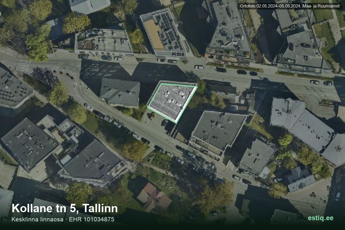 Kollane tänav 5, Tallinn – aerial photo of the building, outline from the Building Register (EHR)