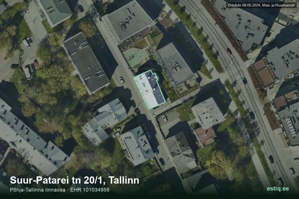 Suur-Patarei tänav 20/1, Tallinn – hoone aerofoto, kontuur ehitisregistri (EHR) andmetest