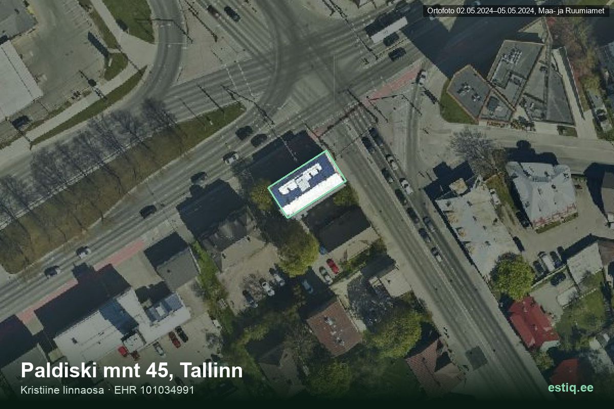 Paldiski mnt 45, Tallinn – aerial photo of the building, outline from the Building Register (EHR)