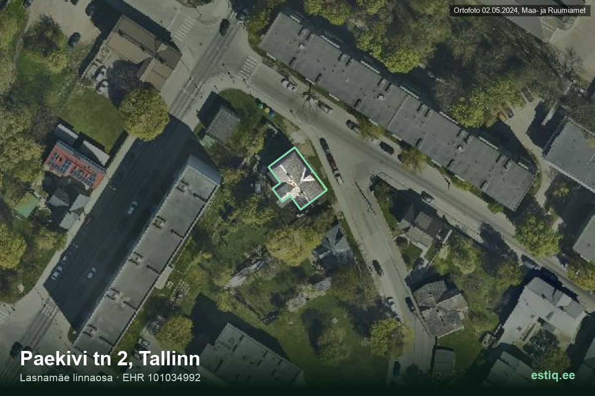 Paekivi tänav 2, Tallinn – hoone aerofoto, kontuur ehitisregistri (EHR) andmetest