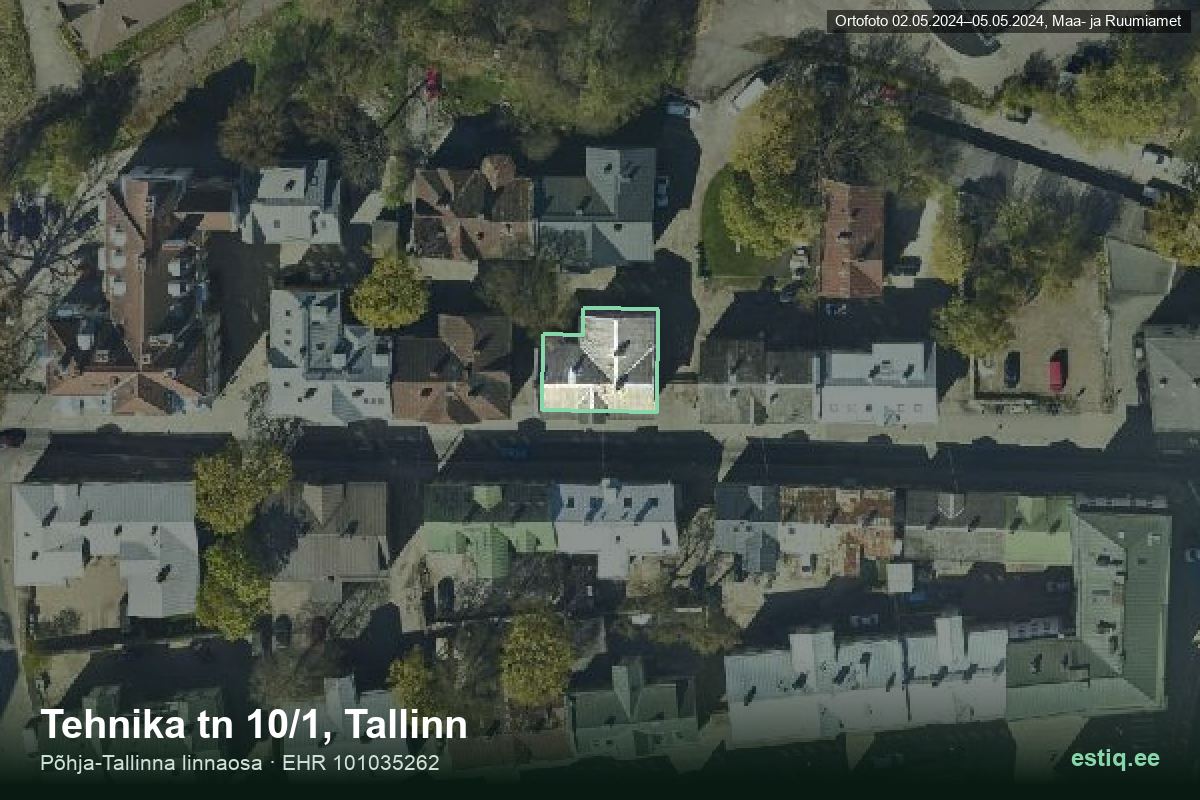 Tehnika tänav 10/1, Tallinn – aerial photo of the building, outline from the Building Register (EHR)