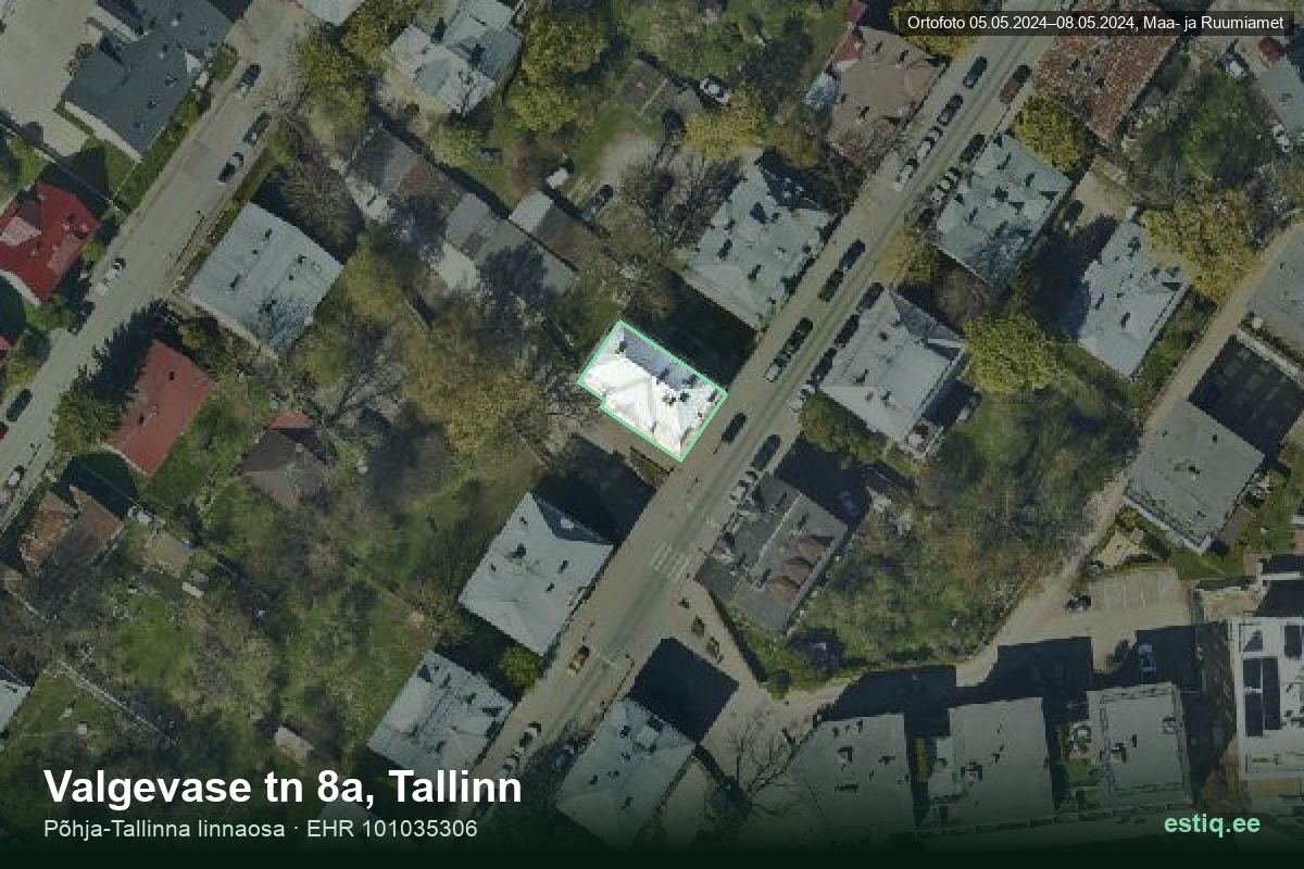 Valgevase tänav 8a, Tallinn – hoone aerofoto, kontuur ehitisregistri (EHR) andmetest