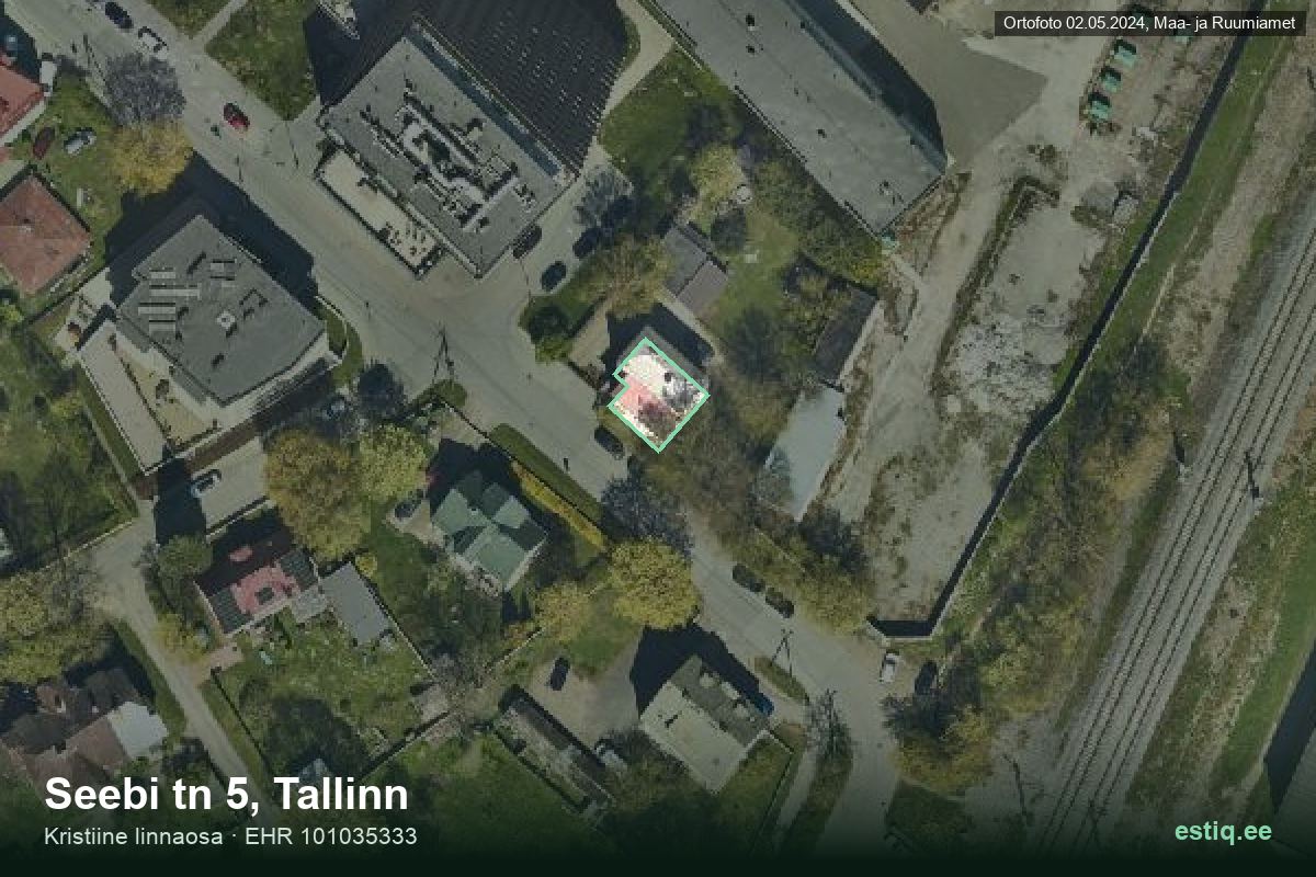 Seebi tänav 5, Tallinn – hoone aerofoto, kontuur ehitisregistri (EHR) andmetest