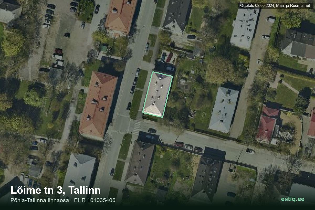Lõime tänav 3, Tallinn – hoone aerofoto, kontuur ehitisregistri (EHR) andmetest