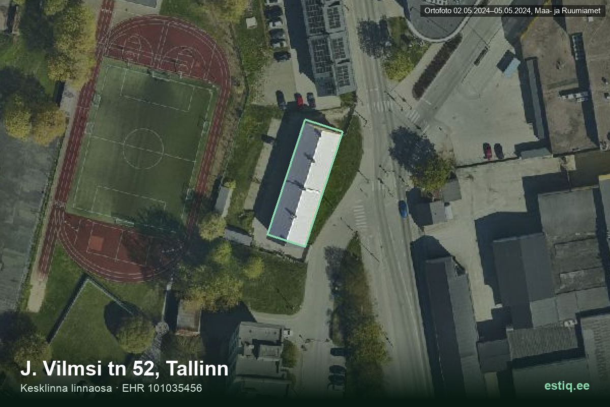 J. Vilmsi tänav 52, Tallinn – aerial photo of the building, outline from the Building Register (EHR)