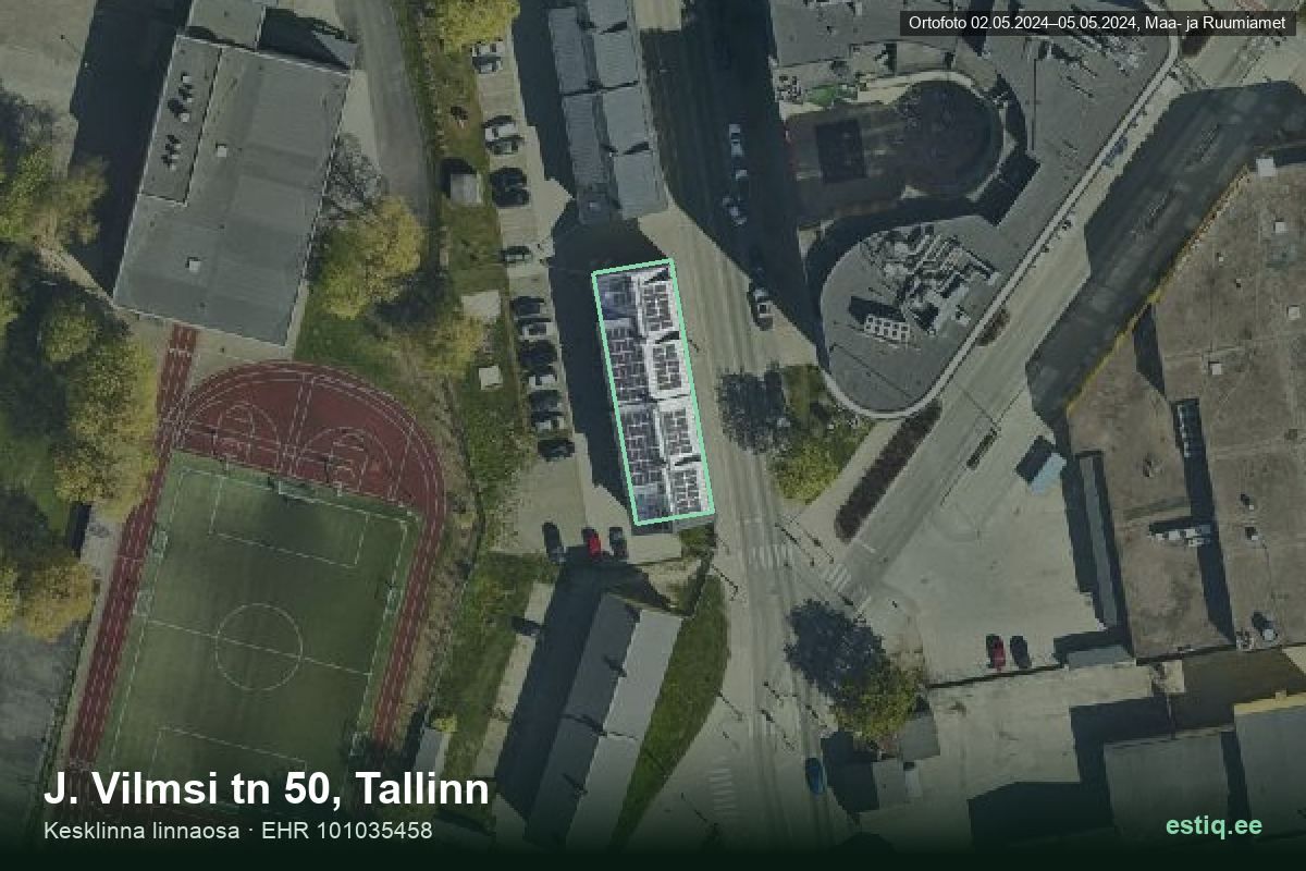 J. Vilmsi tänav 50, Tallinn – aerial photo of the building, outline from the Building Register (EHR)