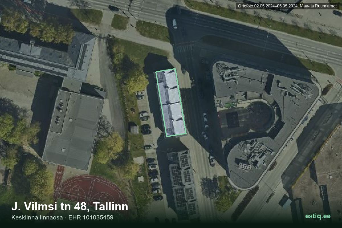 J. Vilmsi tänav 48, Tallinn – aerial photo of the building, outline from the Building Register (EHR)