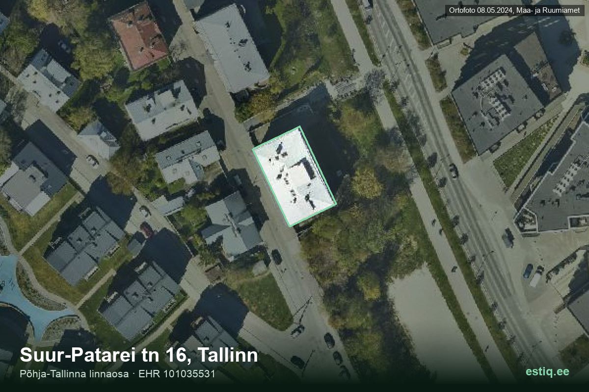 Suur-Patarei tänav 16, Tallinn – aerial photo of the building, outline from the Building Register (EHR)