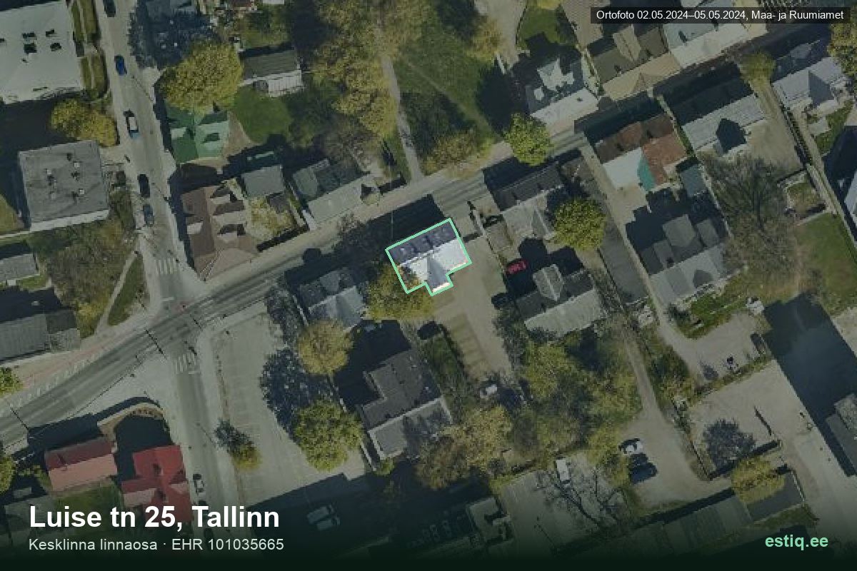 Luise tänav 25, Tallinn – ilmakuva rakennuksesta, ääriviiva rakennusrekisteristä (EHR)